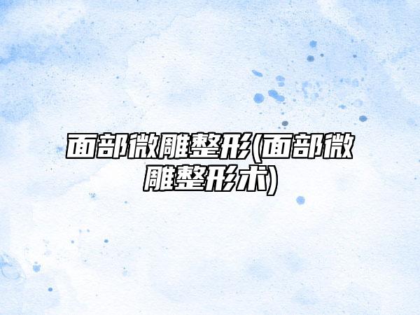面部微雕整形(面部微雕整形术)